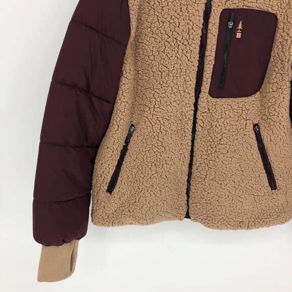 BASS OUTDOOR Womens Sherpa Puffer Jacket XS Tan Red Zip-up Quilted NWT - Picture 4 of 9